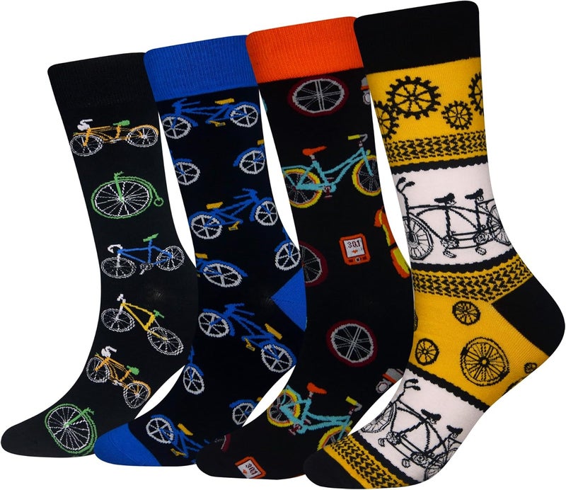 Cansok Men's 2/4 Packs Fun Crazy Novelty Dress Crew Socks - Image 1